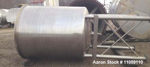 Used- 1,100 Gallon Scott Turbon Stainless Steel Tank. Open top with dish bottom. 5'6" diameter x 6' T/T, 11'10" OAH. 3" outl...