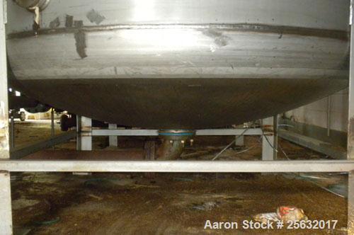 Used Sovereign Stainless Fabricators Pressure Tank, 3500 gallon, 316 stainless steel, vertical. Approximate 84" diameter x 141" straight side, dish top and bottom. Internal rated 75 psi at 350 deg F....