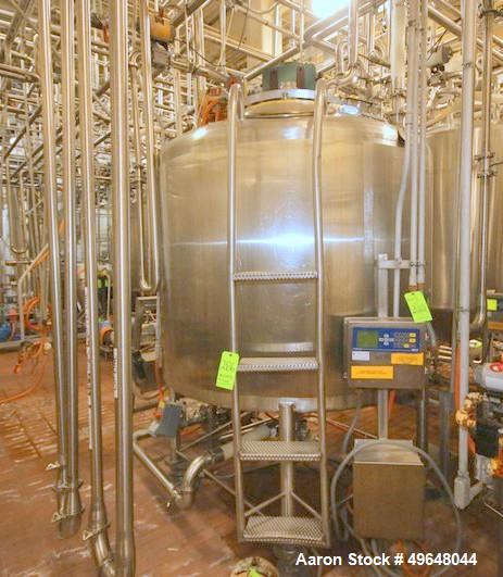 Used St. Regis Aprox. 1,000 Gal. Single Wall Tank, Serial # 11407, Dome Top/Cone Bottom, Mounted on Stainless Steel Legs & Load Cells, with Fairbanks Digitial Read Out, with Top Mounted Agitation Mot...
