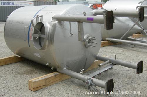 Used Stainless Fabrication Tank, 1,000 Gallon, 316L Stainless Steel, Vertical. 60" diameter x 84" straight side, dished top and bottom. Internal rated to 200 deg F. Openings: top 1-1/2" tri-clamp, (2...
