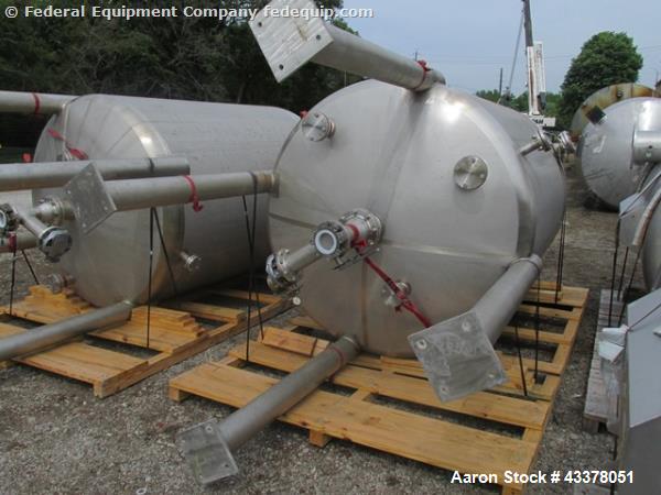 Used Stainless Fab Tank, 2000 Gallon. 316 Stainless steel construction, approximate 78" diameter x 96" straight side, dished top & bottom. Openings top (3) 2”, (8) 3”, 4”, 24” man way. Openings botto...