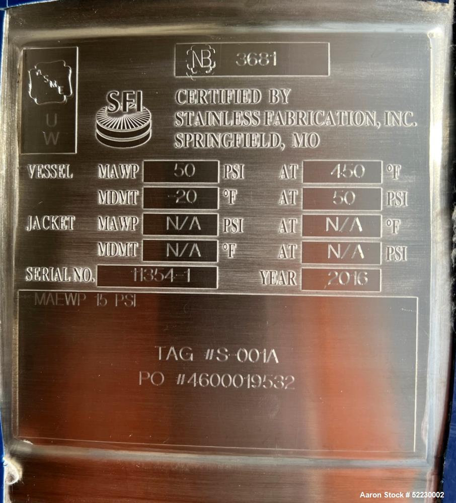 Stainless Fabrication Inc 1,000 Gallon 316L Double Wall Tank