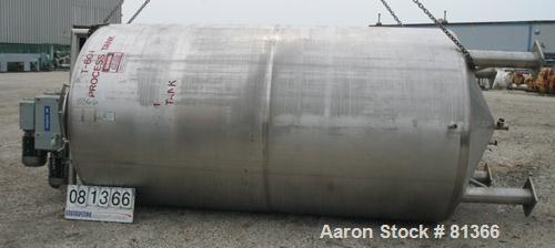 USED:Stainless Fabrication Inc double motion mix tank, 4000 gallon, 316L stainless steel, vertical. 7' diameter x 13' straight side. Dished top, coned bottom, stainless steel agitator bridge with a d...