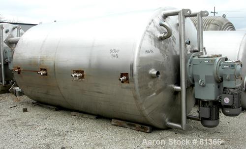 USED:Stainless Fabrication Inc double motion mix tank, 4000 gallon, 316L stainless steel, vertical. 7' diameter x 13' straight side. Dished top, coned bottom, stainless steel agitator bridge with a d...