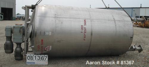 USED:Stainless Fabrication Inc double motion mix tank, 4000 gallon, 316L stainless steel, vertical. 7' diameter x 13' straight side. Dished top, coned bottom, stainless steel agitator bridge with a d...