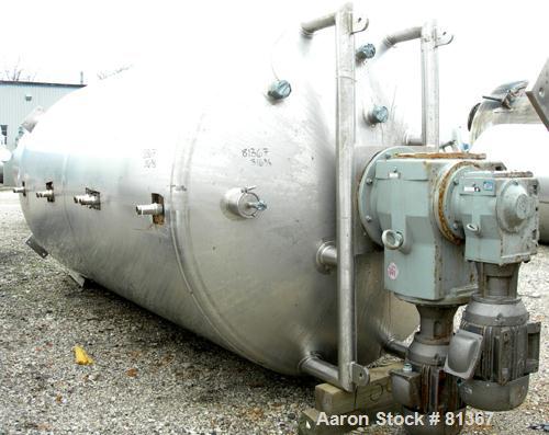 USED:Stainless Fabrication Inc double motion mix tank, 4000 gallon, 316L stainless steel, vertical. 7' diameter x 13' straight side. Dished top, coned bottom, stainless steel agitator bridge with a d...