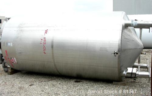USED:Stainless Fabrication Inc double motion mix tank, 4000 gallon, 316L stainless steel, vertical. 7' diameter x 13' straight side. Dished top, coned bottom, stainless steel agitator bridge with a d...