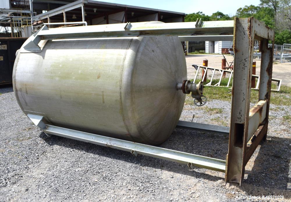 Used TPI Industrial Tank, Approximate 1500 Gallon, Stainless Steel, Vertical. Approximate 72" Diameter x 80" straight side, dished top and bottom. Sidewall baffles, top man way, center bottom outlet....