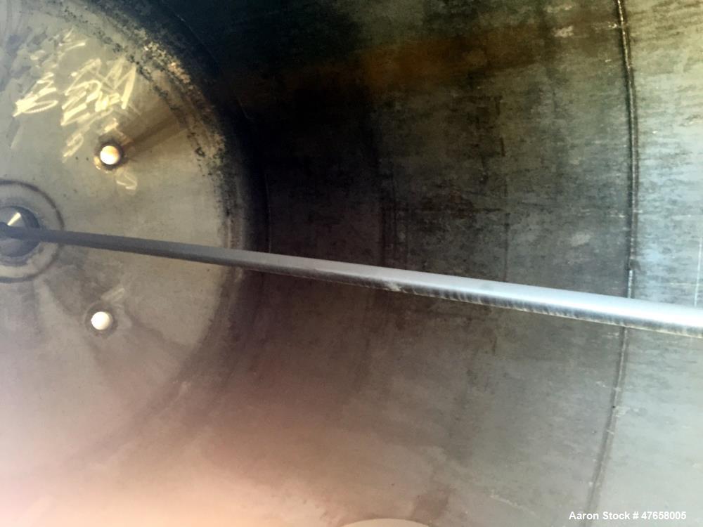 Used Toledo Tank, Approximately 2,600 Gallon, 304 Stainless Steel, Vertical. Approximate 72” diameter x 135” straight side. Internal rated 30 psi at 375 degrees F. 5/16" Wall thickness. Includes a 1/...