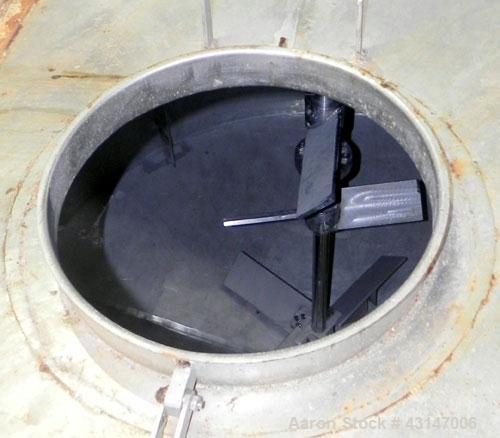 Used Toronto Coppersmithing Tank, 2400 Gallon, 304 Stainless Steel, Vertical. 96’’ Diameter x 72’’ straight side. Flat welded top, coned bottom. Top entering Lightnin agitator, model 119-RELB-32, app...