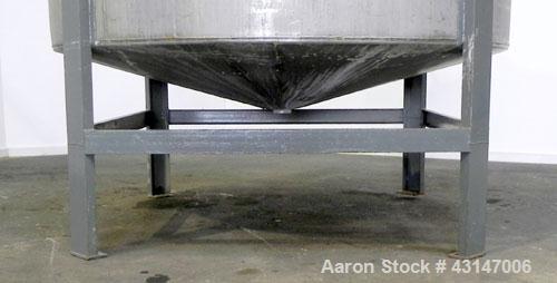 Used Toronto Coppersmithing Tank, 2400 Gallon, 304 Stainless Steel, Vertical. 96’’ Diameter x 72’’ straight side. Flat welded top, coned bottom. Top entering Lightnin agitator, model 119-RELB-32, app...
