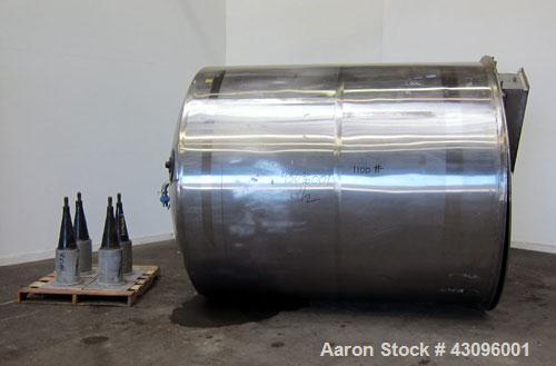 Used Toronto Coppersmithing Tank, 2500 Gallon, 304 Stainless Steel, Vertical. Approximate 84" diameter x 96" straight side, open top with a bolt on cover with (2) 1/3 hinged covers, dished bottom. (2...