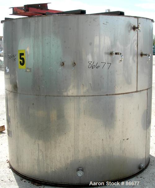 USED: Toronto Coppersmithing Company tank, 1900 gallon, 304 stainless steel, vertical. 84" diameter x 80" straight side. Flat top with 1/3 hinged cover, flat bottom. Carbon steel agitator bridge. Off...