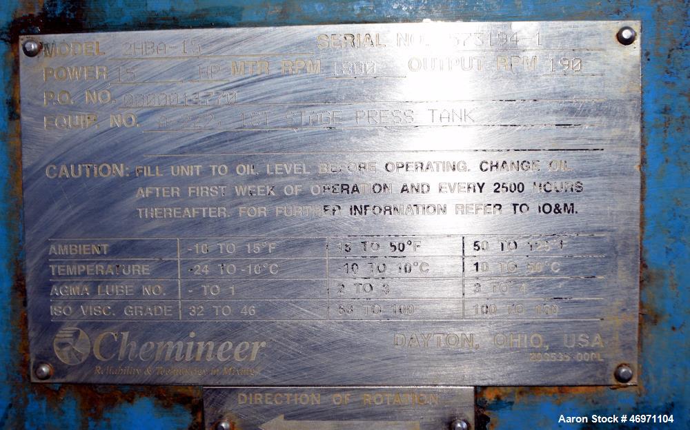 Used Troy Boiler Works API Standard 650 Tank, 3396 Gallon, 316 Stainless Steel, Vertical. Approximate 96” diameter x 96” straight side, open top with 2 piece cover, coned bottom. Internal rated maxim...