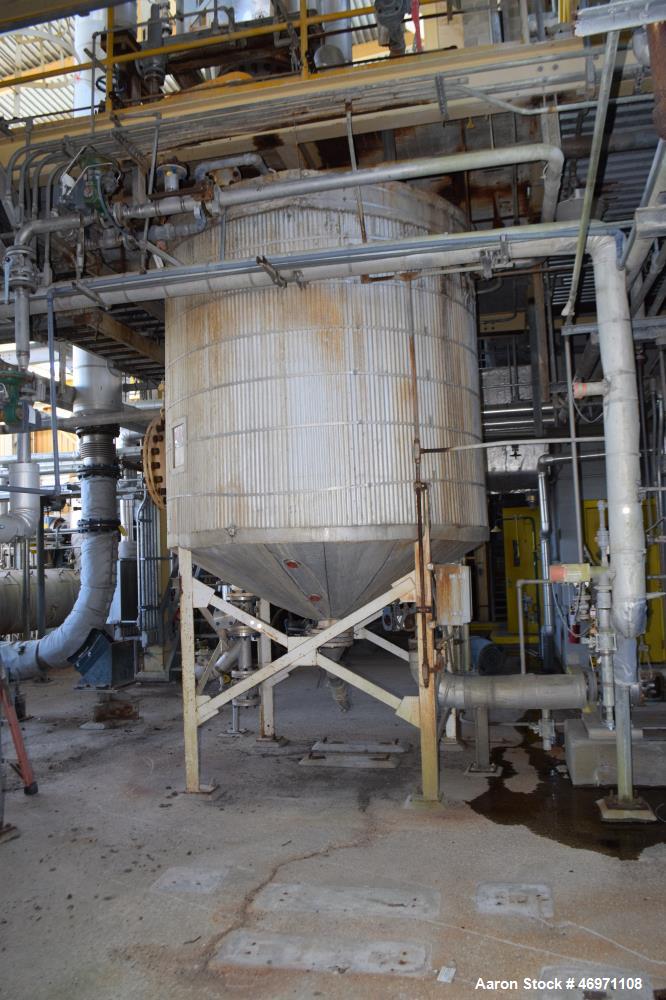 Used Troy Boiler Works API Standard 650 Tank, 3396 Gallon, 316 Stainless Steel, Vertical. Approximate 96” diameter x 96” straight side, coned top and bottom. Internal rated maximum operating temperat...