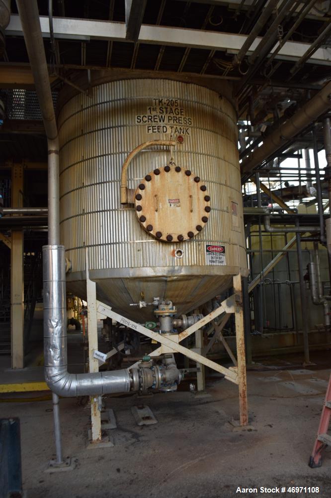 Used Troy Boiler Works API Standard 650 Tank, 3396 Gallon, 316 Stainless Steel, Vertical. Approximate 96” diameter x 96” straight side, coned top and bottom. Internal rated maximum operating temperat...