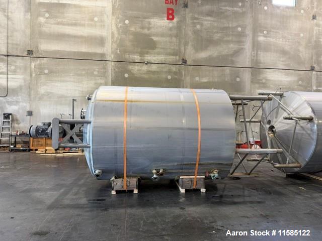 Used 4,500 Gallon T316L Stainless Steel Jacketed Mix Tank with Agitator – 15 HP Nord Drive