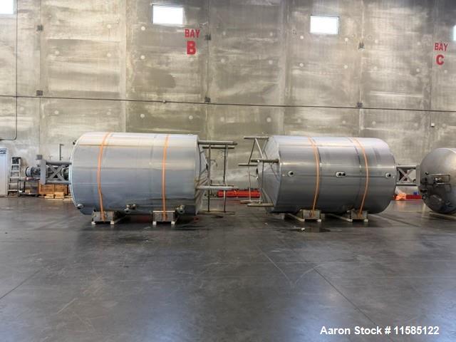 Used 4,500 Gallon T316L Stainless Steel Jacketed Mix Tank with Agitator – 15 HP Nord Drive