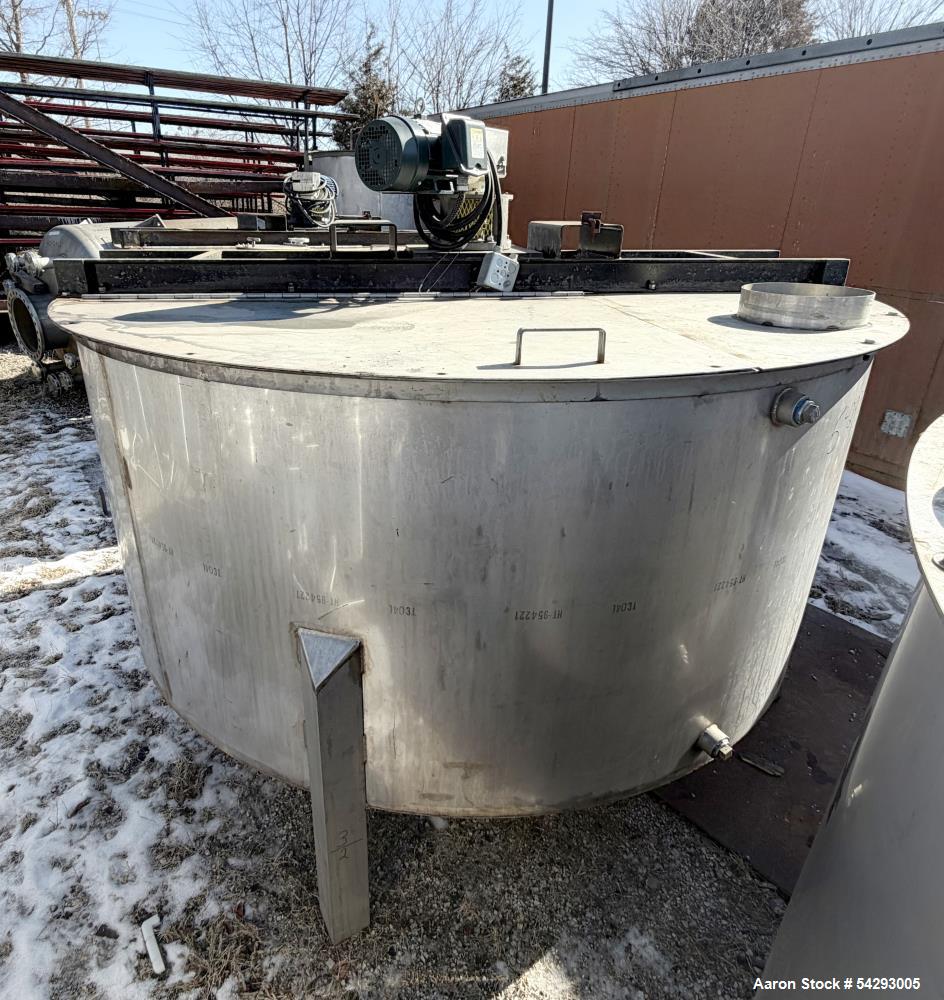 304 Stainless Steel 1,250 Gallon Batch Tank with Dual Turbine Agitator & Interna