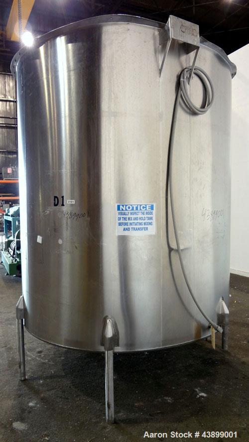 Used Viatec Chem-Tek Tank, 2007 Gallon, Model OVS, 316 Stainless Steel, Vertical. Approximate 80” diameter x 92” straight side. Open top with (2) 1/4 covers, and a bolt on middle section, sloped bott...