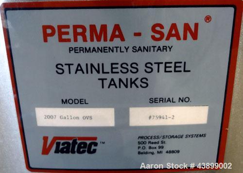 Used Viatec Chem-Tek Tank, 2007 Gallon, Model OVS, 316 Stainless Steel, Vertical. Approximate 80” diameter x 92” straight side. Open top with (2) 1/4 covers, and a bolt on middle section, sloped bott...