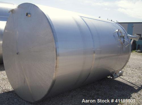 Used W.H.E Bio-Systems Inc. Tank, 4000 Gallon, 304 Stainless Steel, Vertical. 92" diameter x 140" straight side. Slight cone top, coned bottom. Internal spray ball. Side bottom entering Lightnin Agit...