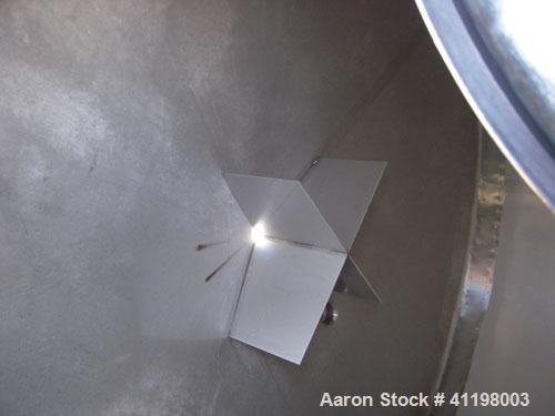 Used W.H.E. Bio-Systems Tank, 4000 Gallon, 304 Stainless Steel, Vertical. 92" diameter x 140" straight side. Slight cone top, coned bottom. Internal spray ball. Side bottom entering agitator, approxi...