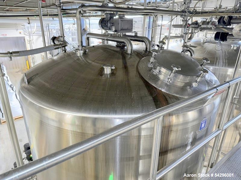 Used Sprinkman Agitated Pressure Tank,  Approximate 3,767 Gallon, Stainless Steel. Internal rated 45/FV psi at -20 to 350 degrees F. 304 stainless steel, vertical, slight dished top and cone bottom. ...