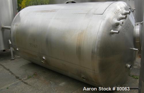 USED: Walker tank, 1000 gallon, 316 stainless steel, vertical. 54" diameter x 99" straight side, dish top and bottom. Openings: top (3) 2-1/2" tri clamp, (2) 2" tri clamp, 3" tri clamp, 19" manway wi...