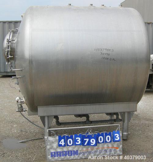 Used Walker Stainless Pressurized Sterilizer Tank, 1000 Gallon, 304 Stainless Steel, Horizontal. Jacketed and insulated. 66" Diameter x 64" straight side, dished heads. 50 Square feet of jacket rated...