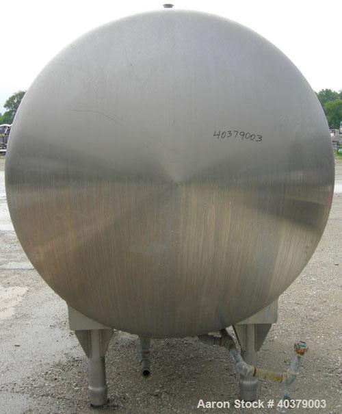 Used Walker Stainless Pressurized Sterilizer Tank, 1000 Gallon, 304 Stainless Steel, Horizontal. Jacketed and insulated. 66" Diameter x 64" straight side, dished heads. 50 Square feet of jacket rated...