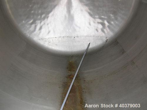 Used Walker Stainless Pressurized Sterilizer Tank, 1000 Gallon, 304 Stainless Steel, Horizontal. Jacketed and insulated. 66" Diameter x 64" straight side, dished heads. 50 Square feet of jacket rated...