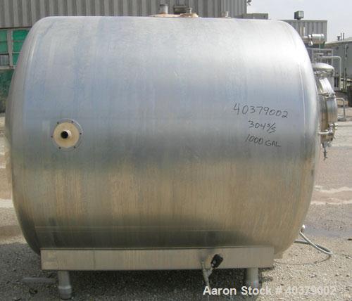 Used Walker Stainless Pressurized Sterilizer Tank, 1000 Gallon, 304 Stainless Steel, Horizontal. Jacketed and insulated. 66" Diameter x 64" straight side, dished heads. 50 Square feet of jacket rated...