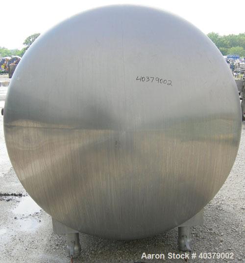 Used Walker Stainless Pressurized Sterilizer Tank, 1000 Gallon, 304 Stainless Steel, Horizontal. Jacketed and insulated. 66" Diameter x 64" straight side, dished heads. 50 Square feet of jacket rated...