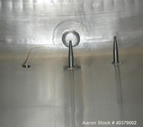 Used Walker Stainless Pressurized Sterilizer Tank, 1000 Gallon, 304 Stainless Steel, Horizontal. Jacketed and insulated. 66" Diameter x 64" straight side, dished heads. 50 Square feet of jacket rated...