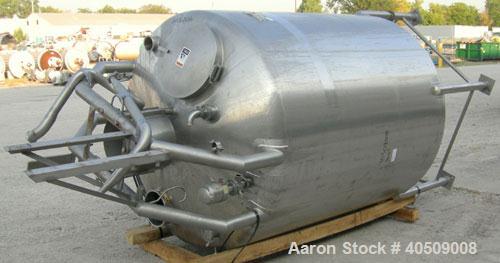 Used Walker Tank, 1000 Gallon, 316 Stainless Steel, Vertical. 66" diameter x 72" straight side, dished top and bottom. Internal rated to 250 deg F. (2) spray balls. Fixed stainless steel agitator bri...
