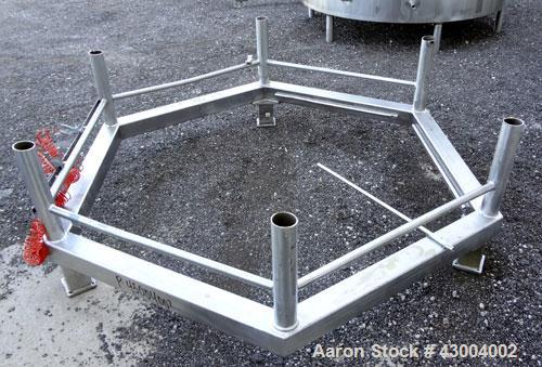 Used Walker Stainless Mix Tank, 1500 Gallon, 304 Stainless Steel, Vertical. Approximate 84" diameter x 64" straight side. Dished top, coned bottom. Internal rated atmospheric at 100 degrees F. Top mo...