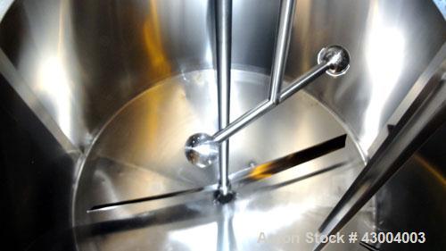 Used Walker Stainless Mix Tank, 1500 Gallon, 304 Stainless Steel, Vertical. Approximate 84” diameter x 64” straight side. Dished top, coned bottom. Internal rated atmospheric at 250 degrees F. Top mo...