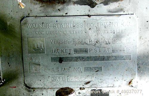 Used: Walker Stainless pressure tank, 4000 gallon, stainless steel, vertical. Approximately 96" diameter x 120" straight side, dished top and bottom. Internal rated 35/fv psi at 325 deg.f.. Approxima...