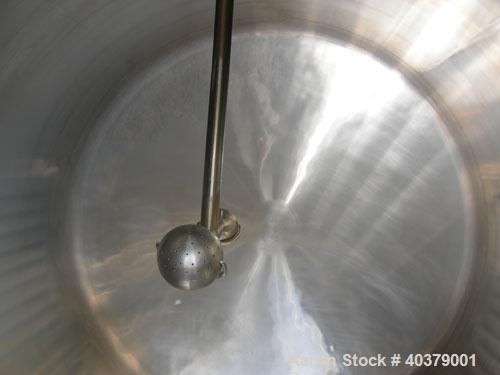 Used Walker Stainless Pressurized Sterilizer Tank, 1000 Gallon, 304 Stainless Steel, Horizontal. Jacketed and insulated. 66" Diameter x 64" straight side, dished heads. 50 Square feet of jacket rated...