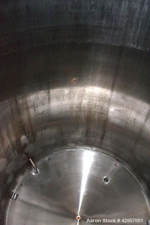 Used Cherry-Burrell Storage Tank, 4500 Gallon, Model CVD, 316L Stainless Steel, Vertical. 96" Diameter x 135" straight side, dished top and bottom. Bottom head is dimpled jacketed for water circulati...