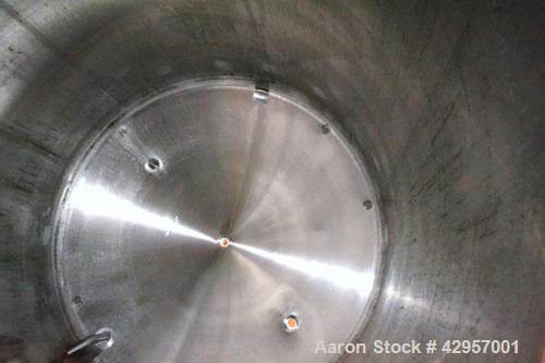 Used Cherry-Burrell Storage Tank, 4500 Gallon, Model CVD, 316L Stainless Steel, Vertical. 96" Diameter x 135" straight side, dished top and bottom. Bottom head is dimpled jacketed for water circulati...
