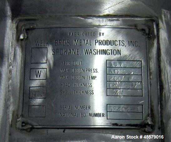 Unused- Welk Brothers Metal Production Tank