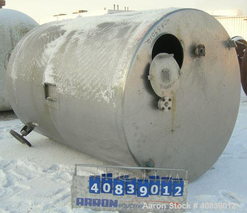 Used Will-Flow Tank, 2400 Gallon, 304 Stainless Steel, Vertical. 78" diameter x 114" straight side. Flat top, dish bottom. Bottom head dimple jacket rated 50 psi at 300 deg F. Side entering 3 blade p...