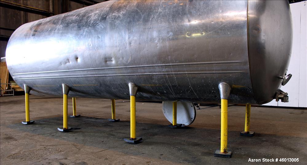 Used Zero Milk Cooling Tank, Model NV1500, 1,500 Gallon, 304 Stainless steel, Horizontal. Approximate 52" diameter x 154" straight side. Dished heads. Dimple jacketed. Insulated with stainless steel ...
