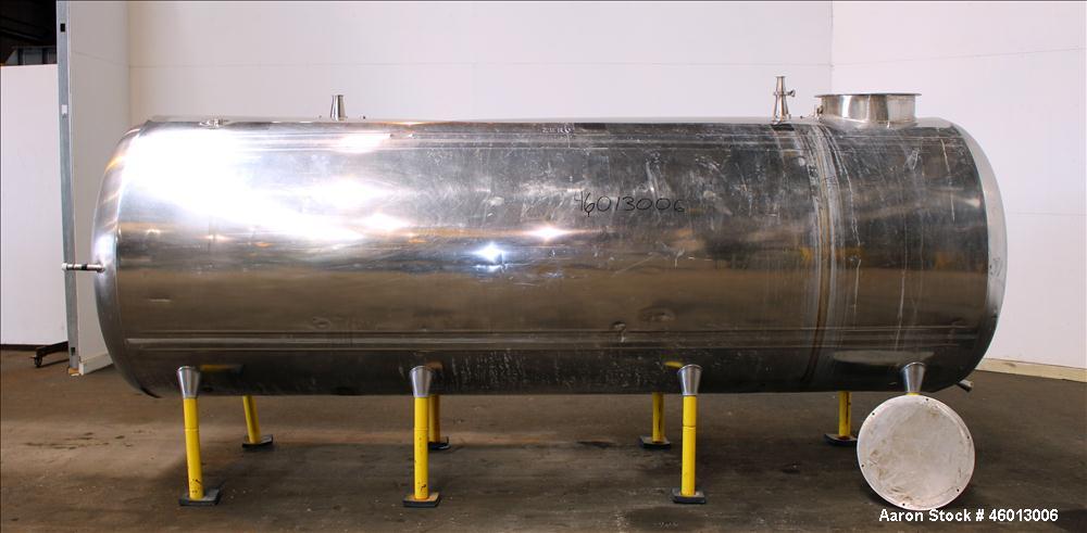 Used Zero Milk Cooling Tank, Model NV1500, 1,500 Gallon, 304 Stainless steel, Horizontal. Approximate 52" diameter x 154" straight side. Dished heads. Dimple jacketed. Insulated with stainless steel ...