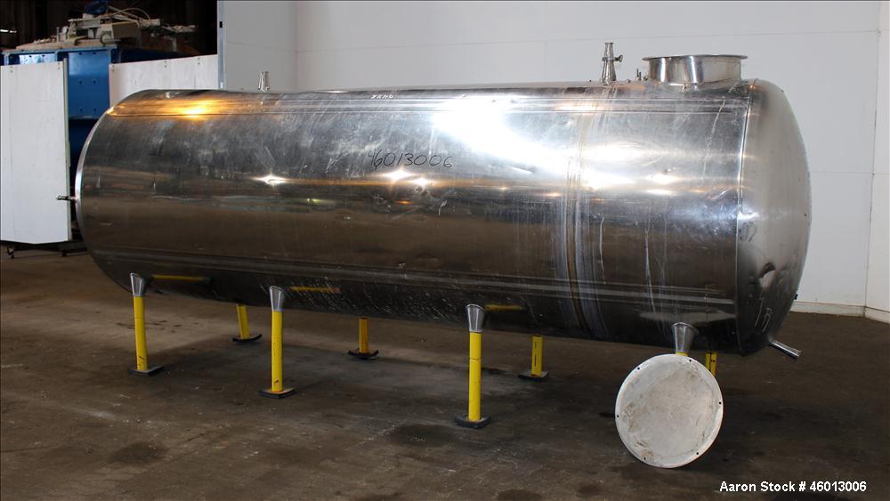Used Zero Milk Cooling Tank, Model NV1500, 1,500 Gallon, 304 Stainless steel, Horizontal. Approximate 52" diameter x 154" straight side. Dished heads. Dimple jacketed. Insulated with stainless steel ...