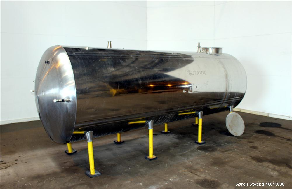 Used Zero Milk Cooling Tank, Model NV1500, 1,500 Gallon, 304 Stainless steel, Horizontal. Approximate 52" diameter x 154" straight side. Dished heads. Dimple jacketed. Insulated with stainless steel ...