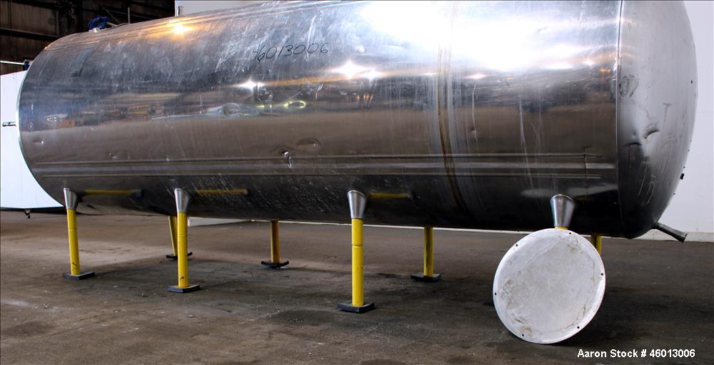 Used Zero Milk Cooling Tank, Model NV1500, 1,500 Gallon, 304 Stainless steel, Horizontal. Approximate 52" diameter x 154" straight side. Dished heads. Dimple jacketed. Insulated with stainless steel ...