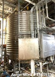  3000 Gallon Jacketed Stainless Steel Dish Bottom Mix Tank. 8' Dia. X 7' T/T. Half Pipe Stainless St...